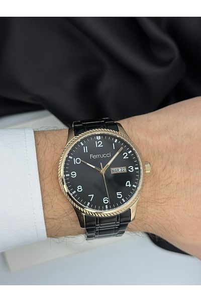 Ferrucci Black Minimalist Design Ferrucci Steel Band Men's Wrist Watch
