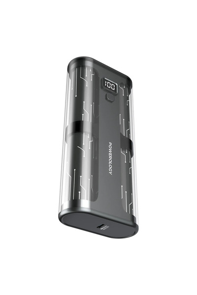 Powerology Crystalline Serisi 20000mAh 65W Laptop Uyumlu Powerbank, Şeffaf Tasarımlı, 3 Portlu Hızlı Şarj