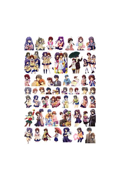 Ororabutik Σετ αυτοκόλλητων Anime Clannad 49 τμχ - Σετ αυτοκόλλητων Scrapbook Bullet Journal