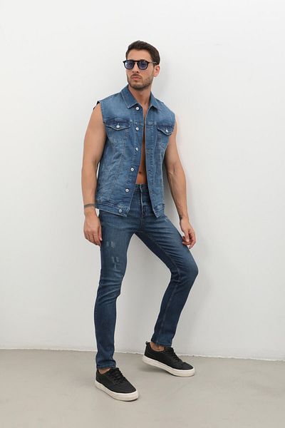 BANNY JEANS Мъжки дънков елек - с копчета
