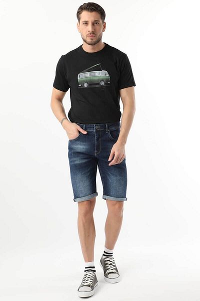 BANNY JEANS Ανδρικό τζιν σορτς που πλένεται Navy Blue