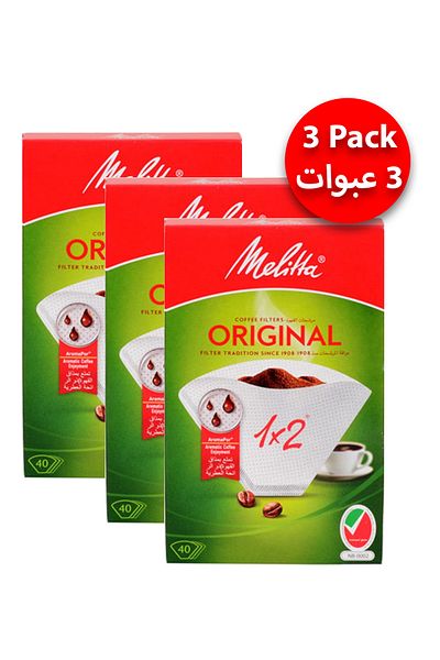 melitta Pack of 3 Melitta 40-Piece Original Coffee Filter 1X2 (120 Filter)