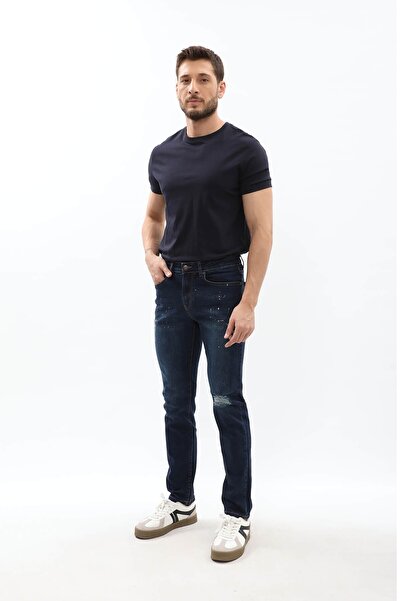 Bluewhite Ανδρικό τζιν παντελόνι με λεπτή εφαρμογή με λεπτομέρεια