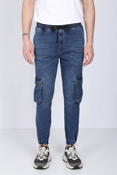 Bluewhite Ανδρικό παντελόνι Jogger με τσέπες Cargo σε σκούρο μπλε χρώμα
