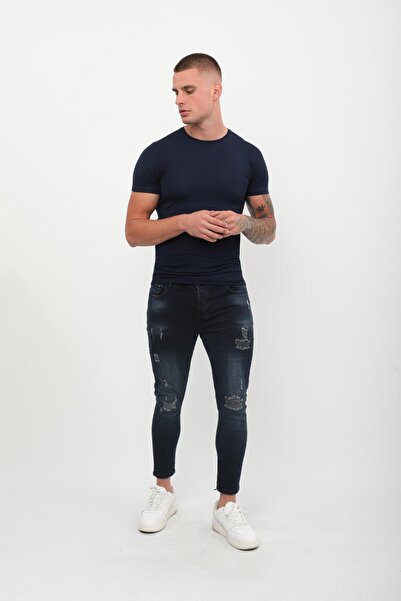 Bluewhite Men's Skinny Fit Destroy Navy Blue