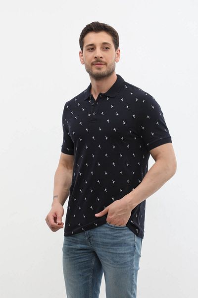 MARKAPIA Ανδρικό μπλουζάκι Polo Neck - Leaf Pattern 100% βαμβάκι