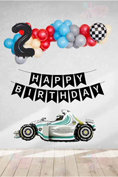 BİDOLUMUTLULUK Yarış Arabası Yaş Rakamlı Doğum Günü Konsepti Parti Eğlence Ku...