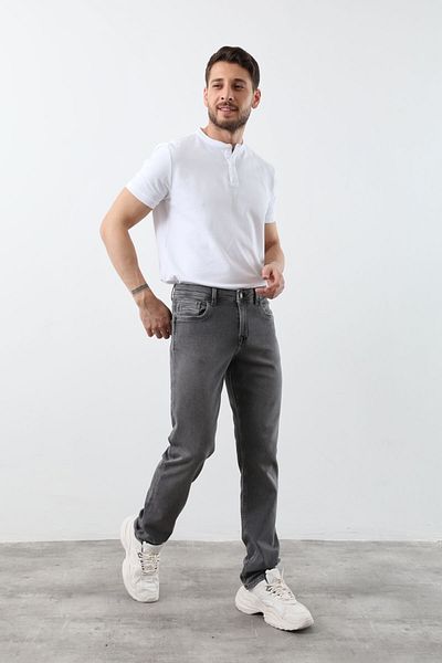 BANNY JEANS Men's Lycra Straight Fit Jean Trousers Gray