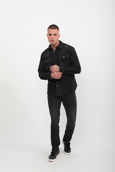 BANNY JEANS Мъжка черна дънкова риза