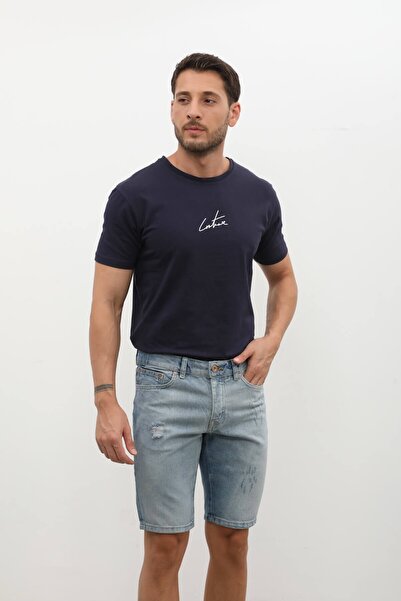 Bluewhite Ανδρικό τζιν σορτς με λεπτή λεπτομέρεια