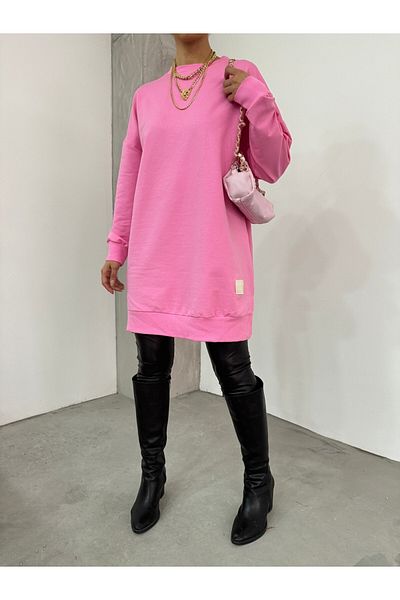 Modamorfo Sweat brodat cu decolteu cu fante - roz