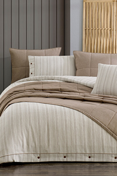 ZEBRACASA Olive Çift Kişilik Yatak Örtüsü Seti