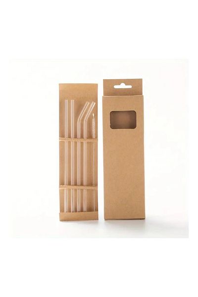 STEEL Set of 4 Glass Straws