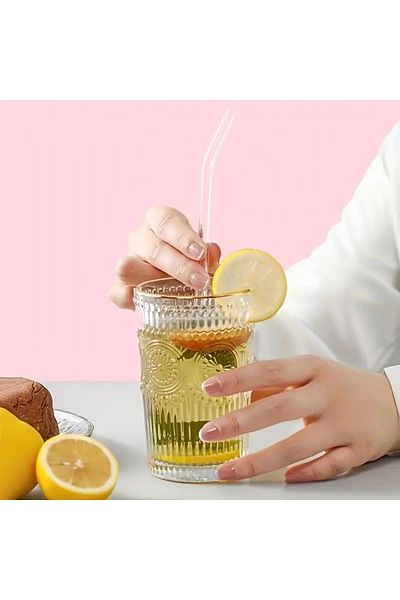 STEEL Set of 4 Glass Straws