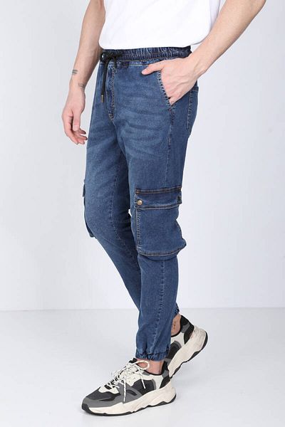Bluewhite Ανδρικό παντελόνι Jogger με τσέπες Cargo σε σκούρο μπλε χρώμα