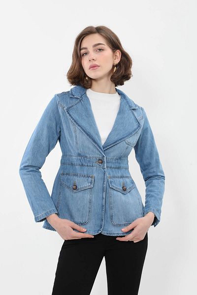 BANNY JEANS Jachetă de damă cu mânecă lungă, cu un singur nasture, albastru deschis