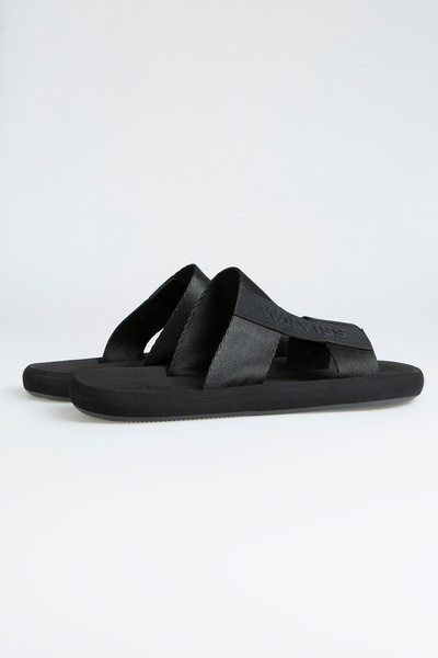 walviss Mystax Чоловічі ткані шльопанці без шнурків, класичні чорні сандалі