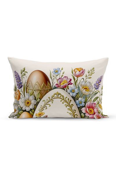 Bertille Home Κάλυμμα μαξιλαριού με ριχτάρι διπλής όψης σειράς άνοιξης (Κάλυμμα μαξιλαριού για το Πάσχα της Άνοιξης)
