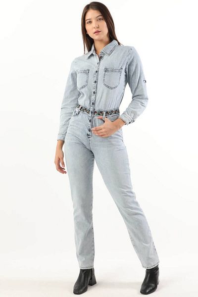 BANNY JEANS Salopetă de damă cu model etnic cu curea, albastru deschis