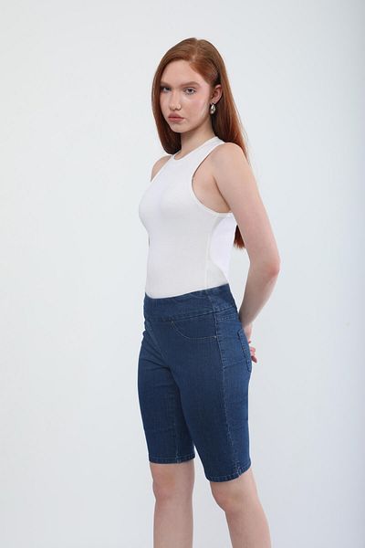 Bluewhite Pantaloni scurți de damă, albastru închis, din lycra elastic