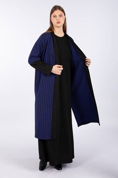 Bluewhite Γυναικείο Φόρεμα Plus Size Ζακέτα Σετ Saks Blue