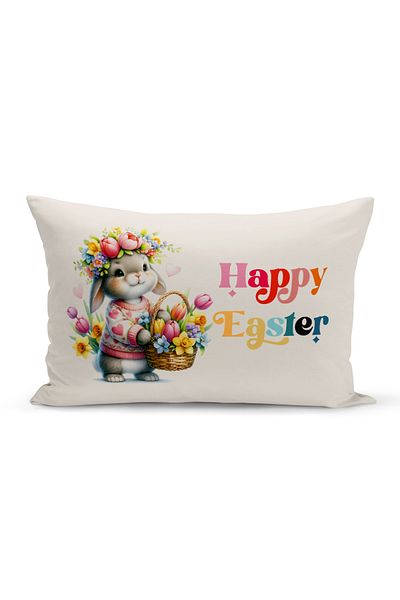 Bertille Home Κάλυμμα μαξιλαριού με ριχτάρι διπλής όψης σειράς άνοιξης (Κάλυμμα μαξιλαριού για το Πάσχα της Άνοιξης)