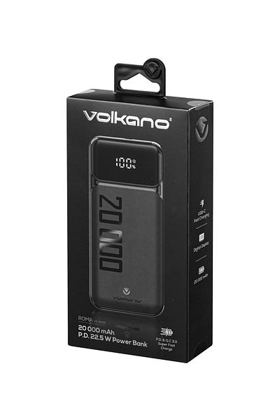 Volkano Roma Series 20,000mAh PD 20W Power Bank, Fast Charging, and High-Capacity Power Solution