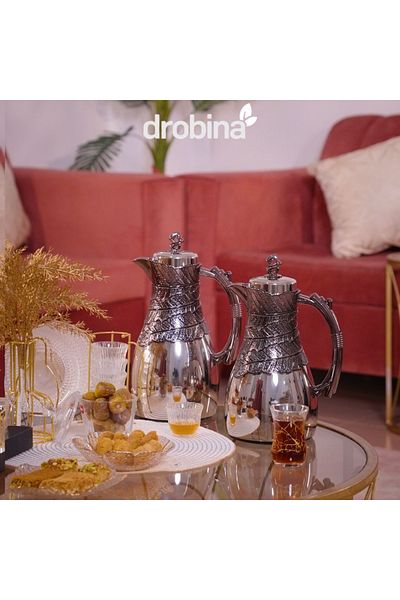 drobina Dropina Luxury Black Nickel Thermos Set with Wooden Handle
