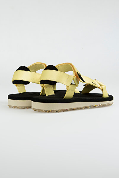 walviss Willy Women's Woven Fabric Velcro Lemon Yellow Summer Sandals