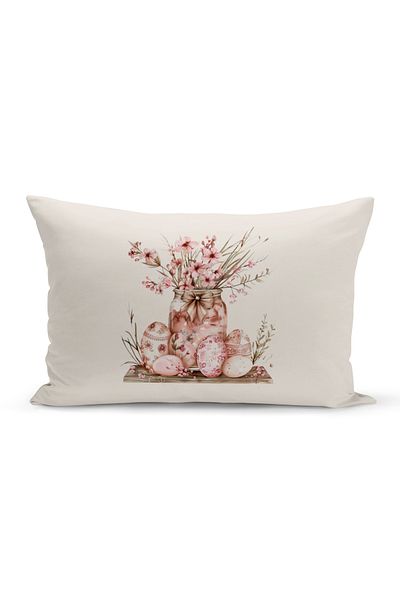 Bertille Home Κάλυμμα μαξιλαριού με ριχτάρι διπλής όψης σειράς άνοιξης (Κάλυμμα μαξιλαριού για το Πάσχα της Άνοιξης)