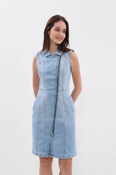 BANNY JEANS Γυναικείο Μπλε Φόρεμα Ζανέ με φερμουάρ