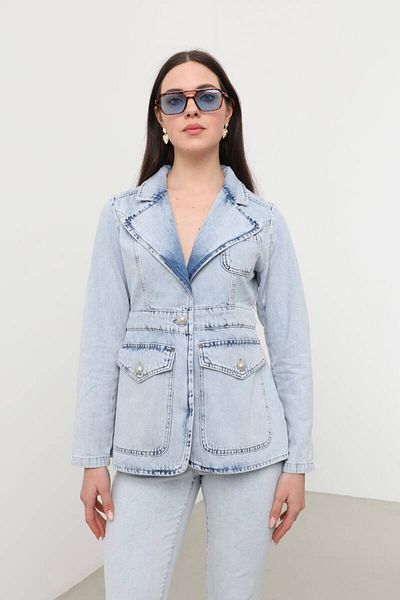 BANNY JEANS Jachetă de damă cu mânecă lungă, cu un singur nasture, albastru deschis