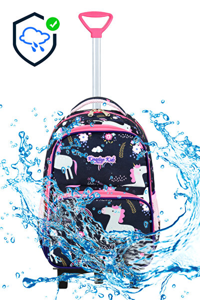 Kingston Hill Unicorn Çekçek 3 lü İlkokul Çanta seti  - Sabit Çekçek mekanizması (katlanır ön ayak)