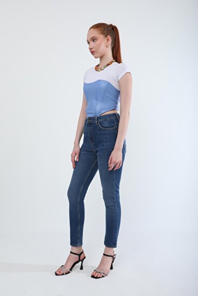 Bluewhite Γυναικείο παντελόνι Lycra Stretch Jean Blue Slim Fit