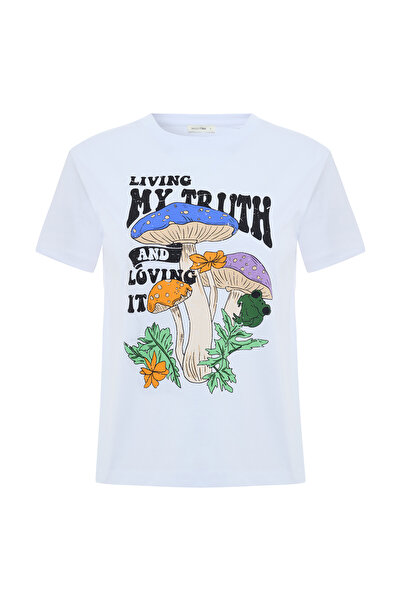 Mudo BASKILI BİSİKLET YAKA T-SHIRT