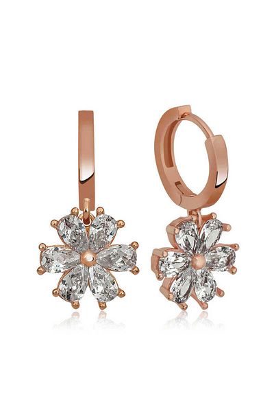 Skygo Silver White Flower Earrings