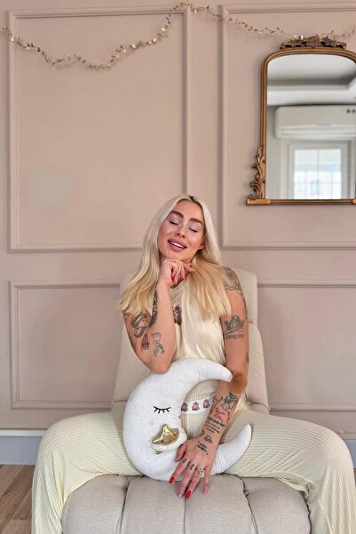 Pijamaevi Set de pijamale pentru femei, tricotat cu mâneci zero, cu model de ursuleț de pluș