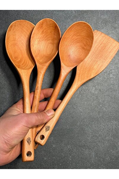 Handcraft Outdoor Bamboo Oiled 4 Piece Wooden Spoon & Spatula & Ladle Wood Kitchenware Set