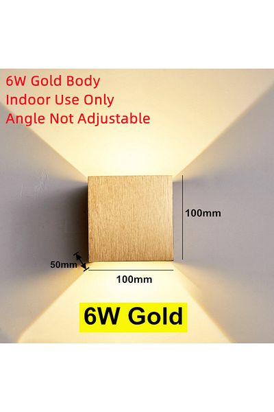 Choice 6w Brushed Gold Warm White 3000k 6w/12w Led Wall Light Outdoor Waterproof Ip65 Garden Yard Wall Lamp