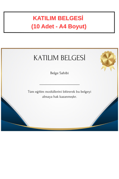 Organik Yolda KATILIM BELGESİ  (10 Adet - A4 Boyut)
