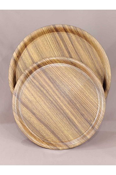 Tria houseware 2 Piece Wooden Serving Tray Round Set