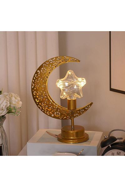 COOYA LED Moon Lamp, Iron, for Muslim Festival, Bedroom Table Decoration