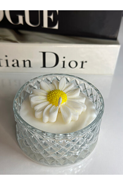 Arz Home Candle Tekrar Kullanılabilir Cam Kase 200 CC Soya Wax Kokulu Papatya...