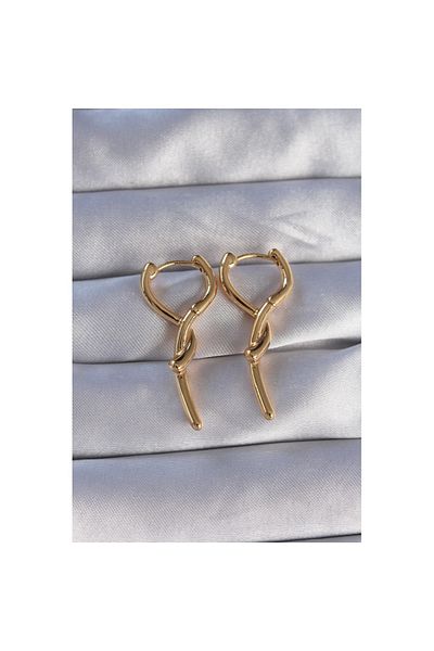 Skygo Brass Gold Color Spiral Rod Design Long Earrings - Tj-Bkp9086