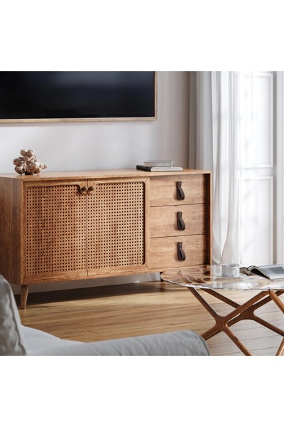 THE SIMPLE STYLE مقبض درج خزانة من الجلد الصناعي (طويل) - قطعة واحدة