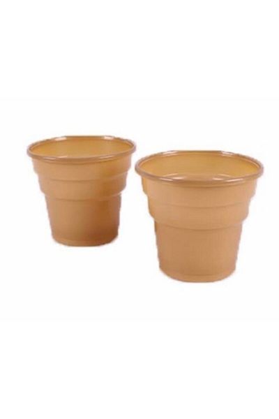 Deniz Party Store أكواب بلاستيكية ذهبية للاستعمال مرة واحدة، عبوة من 25 كوبًا