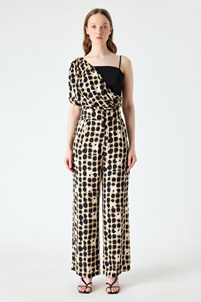 FEVER Önü pileli leopar desenli viskon pantolon
