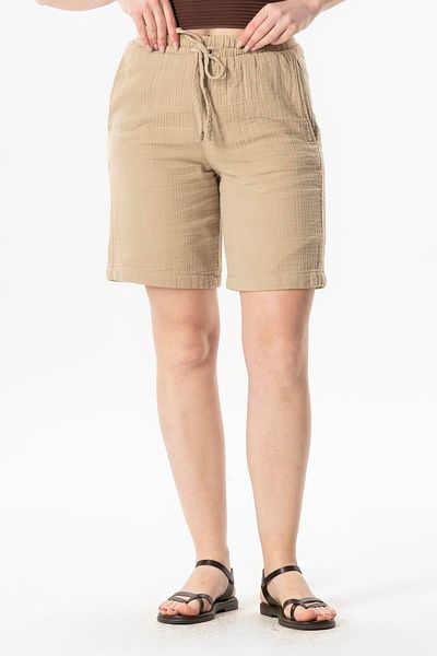 Eliş Şile Bezi Pantaloni scurți de vară peste genunchi cu talie elastică