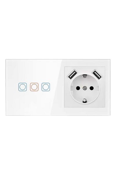 NPO Lc05 Touch Wifi 3 Gang Switch الكهربائية الذكية ومخرج USB مزدوج