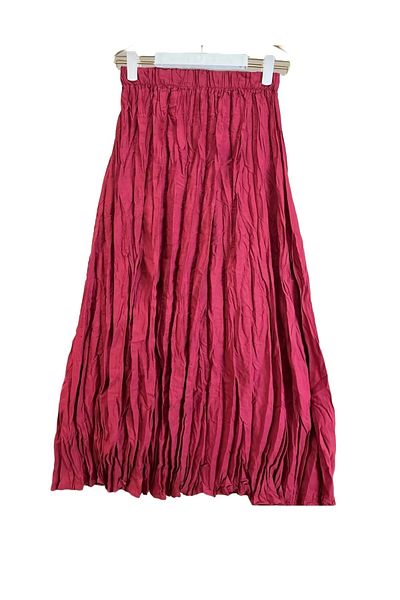 FZ AKAL Women's Elastic Waist, Crinkled Skirt